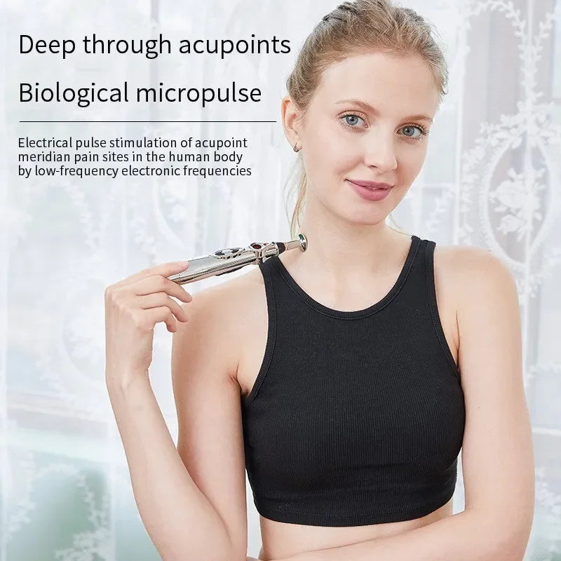 Electronic Acupuncture Pen Relief Pain Massage Point Meridian Energy Meridian Acupuncture Acup Plastic Material Without Battery