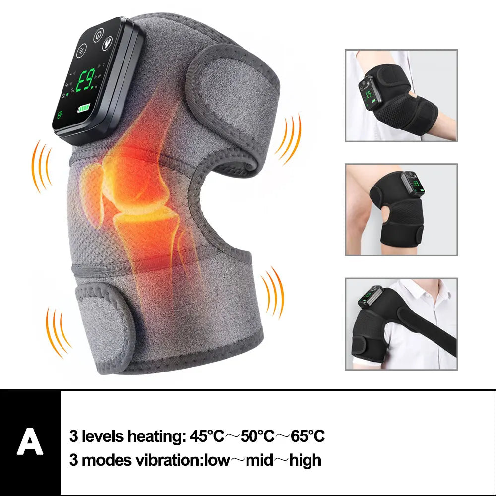 Electric Heated Vibration Knee Massage Pad 3 in 1 Massager for Shoulder Elbow Hot Compress Thermal Joint Brace Muscle Relaxation